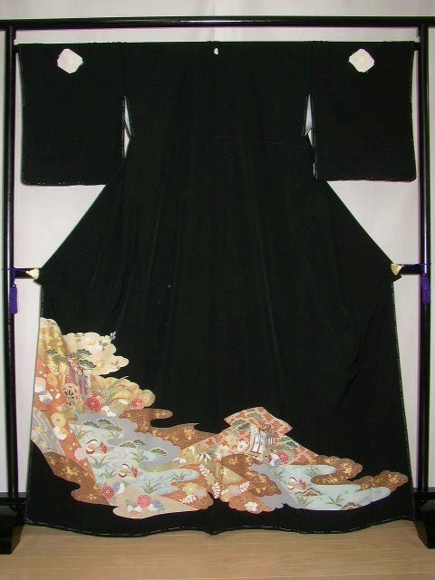 黒留袖レンタル2 (京友禅道長雲取りに御所車)3