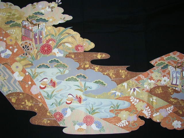 黒留袖レンタル2　（京友禅道長雲取りに御所車）4