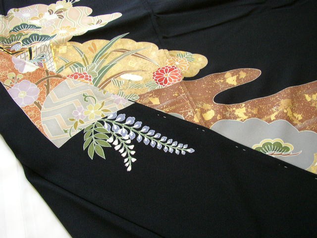 黒留袖レンタル2 (京友禅道長雲取りに御所車)9