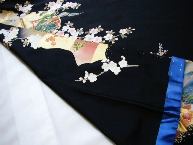 黒留袖レンタル8　（京友禅道長ぼかしに雪輪紋桜）9