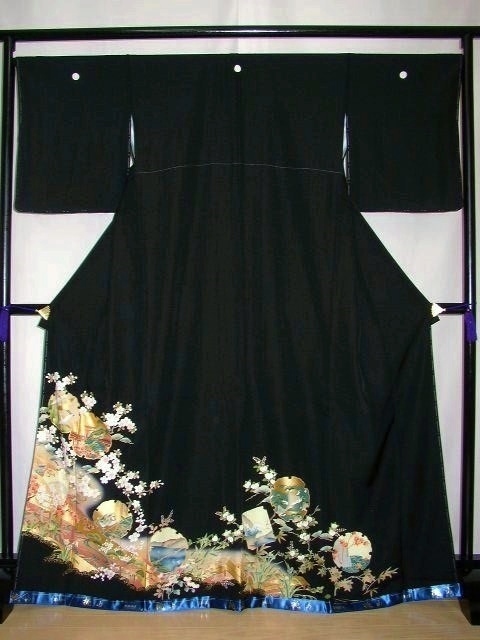 黒留袖レンタル8　（京友禅道長ぼかしに雪輪紋桜）10